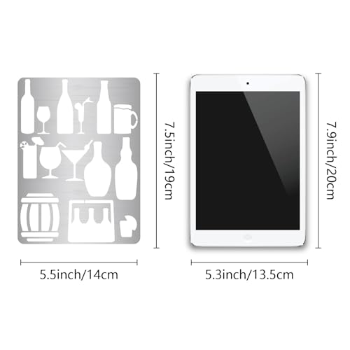 GORGECRAFT Glass Bottle Stencils Drink Beer Wine Juice Oktoberfest Metal Journal Stencil Stainless Steel Painting Template for Wood Burning Pyrography Engraving Journaling Scrapbooking 19x14cm - Image 2