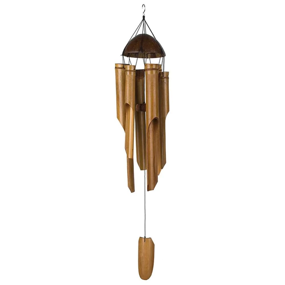 YUEKOPOU Bamboo Wind Chimes Handmade Indoor Wall Hanging Decorations Yellow