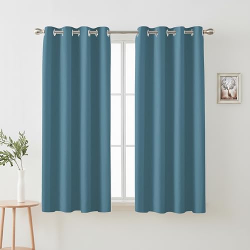 Image of Cloth Fusion 75% Blackout Window Curtains 5 Feet Long Set of 2, Room Darkening Parda with Stainless Steel Grommets for Home Decor (5x4 Feet, Sky Blue)