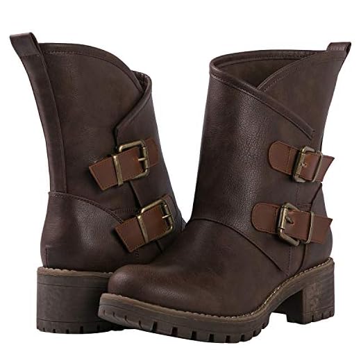GLOBALWIN Women's 19YY31 DK.Brown Motorcycle Boots 11M