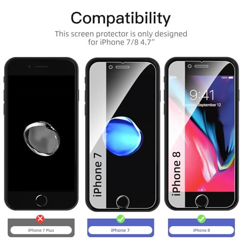 NEW'C 3 Pack Privacy for iPhone 8, iPhone 7 Screen Protector (4.7"), Enhanced 28-Degree Privacy Angle - Image 2