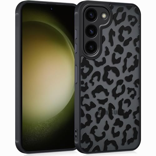 Coqinen Handyhülle für Samsung Galaxy S23 5G Hülle, Matt Transluzente Case mit Stilvolle Leopard Muster, Silikon Aesthet...