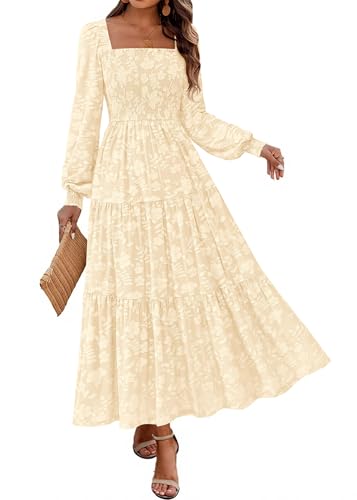 KIRUNDO Long Sleeve Wedding Guest Dress for Women Formal,Apricot,M - image 1