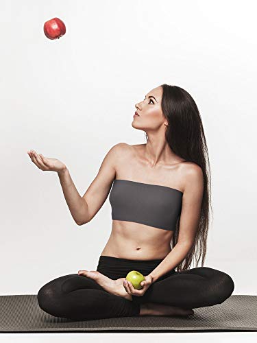 Women's Strapless Bralette Seamless Bandeau Soft Stretchy Non-Padded Bandeau Tube Top Bra In Multi Color, 3 Pieces(Black, Olive Green, Dark Grey,X-Large - Xx-Large) #TOP5