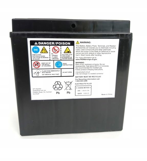 Husqvarna 583516701 - Batería de gel para tractor cortacésped (12 V, 14 Ah, para cortacésped McCulloch Stiga AL-KO, sin mantenimiento, batería de arranque, alta potencia de arranque)
