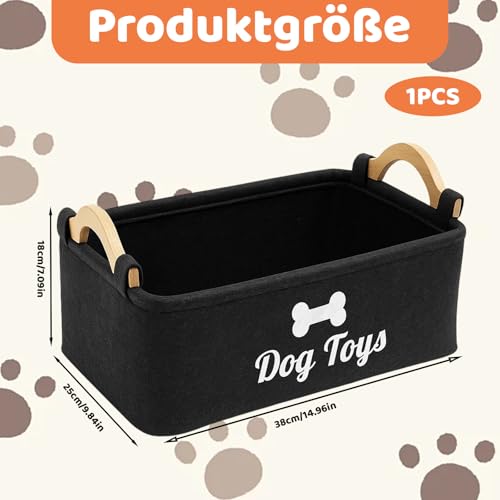 SongBuydn Hundespielzeug Aufbewahrung, Spielzeugkiste Für Hund, Aufbewahrungsbox Schwarz 38x25x18cm, Praktischer Spielzeug Korb Für Haustierbedarf, Ordnung Und Sauberkeit Im Wohnbereich