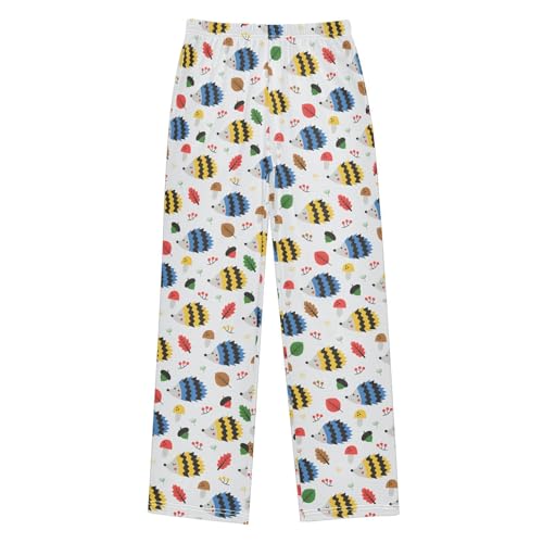 ZZXXB Colorful Hedgehog Mushroom Boys Long Pants Soft Trousers Elastic Waist Kids Lounge Bottoms with Pockets S-XL