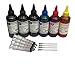 Price comparison product image BVH Direct 6 x 100ml Black Cyan Magenta Yellow Bottled Compatible with HP, Canon, Brother, LEXMARK and epson Ink Refillable Ciss Cartridge Sytems Includes Blunt Needle and Syringe for Refilling