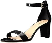 Nine West Women's Pruce Heeled Sandal, Black Patent, 9.5