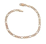 Hochwertiges Figaro Armband aus 925er Sterling Silber, rose vergoldet
