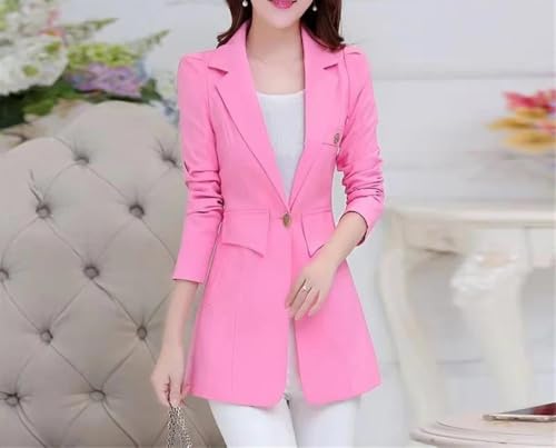 Women Solid Single Button Blazer Long Sleeve Notched Lapel Slim Business Office Work Jackets2