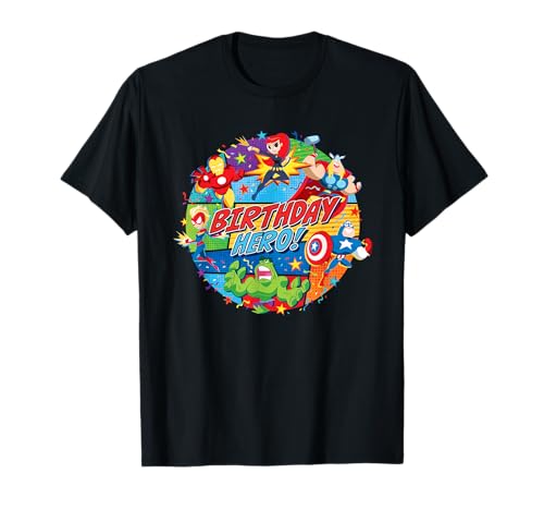 T-shirt Avengers Marvel anniversaire pour enfant : haut graphique noir à manches courtes