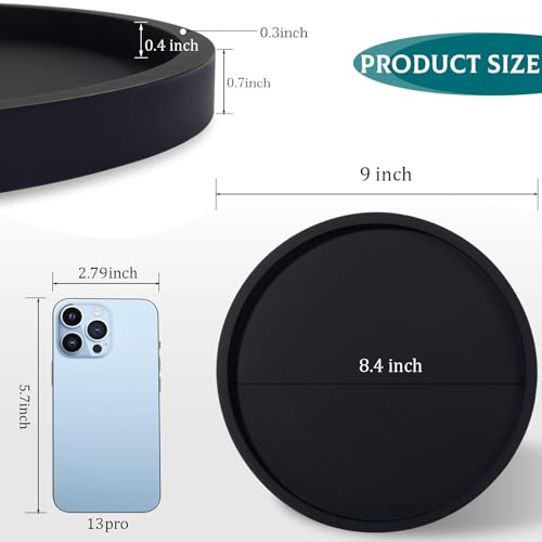 Silicone-Bathroom-Tray-Coffee-Table-Decor-Perfume-Organizer-9-Black-Waterproof-Non-Slip-Scratch-Resistant-Raised-Edges-for-Bathroom-Counter-Vanity-Kitchen-Countertop-Display