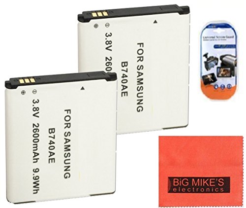 Power2000 2 Pack of B740AE Batteries for Samsung Galaxy S4 Zoom, NX3000, NX3300, NX Mini Digital Cameras