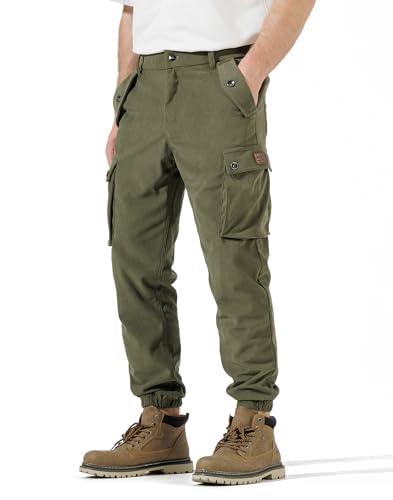 HHZ Mens Slim Fit Cargo Pants Men Flex Stretch Joggers Work Hiking Pants with Pockets - Cargo Work Pants for Men