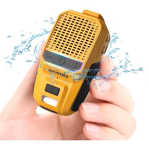 Wearable Waterproof Bluetooth Speaker with RGB/Flashlight-Clip-On Wireless Portable Speaker (Non-Magnetic)-Built-in Noise Reduction Mic for Hands-Free Music/Calls-for Work/Riding/Golf/Outdoor(Yellow) Cover
