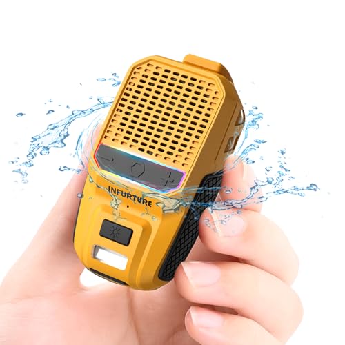 Wearable Bluetooth Speaker Clip on Speaker with RGB, Waterproof Speake, Shower Speaker-Built-in HD Mic/Hands-Free/Music/Calls, mini Speake for Outdoor Workers/Runners/Dog Walkers/Bathing-Men's Gifts