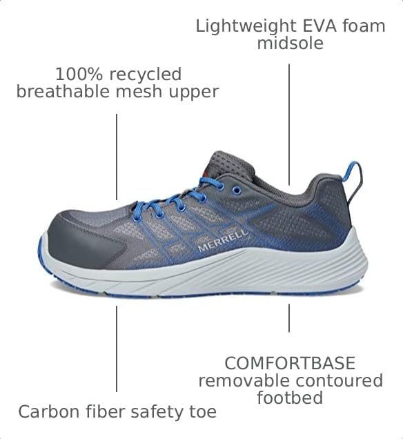 Image of Merrell Men's Moab Flight Carbon Fiber Industrial Shoe, Rock, 15