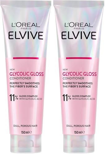 L’Oréal Paris Elvive Glycolic Gloss Conditioner for Dull Hair 150ml (Pack of 2)