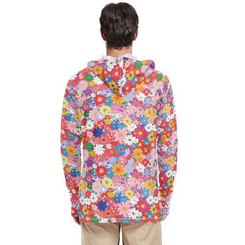 Beautiful Flowers Men's Sun Shirts Hoodies Long Sleeve Hiking Hoodie UPF 50+ Farmer Shirt S3