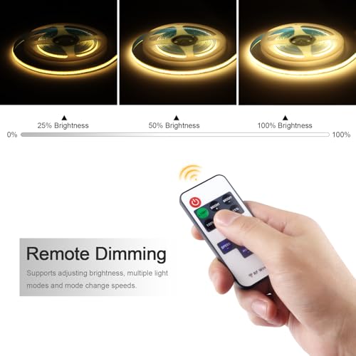 LRGBST DC5V USB Dimmable COB LED Streifen, 2M Warmweiß COB LED Strip Light with Remote control Dimmer For Innen Küche Bedroom Wohnzimmer Beleuchtung