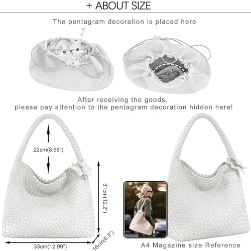 Image of Woven Tote Bag for Women, Shoulder Handbags, Beach Hobo, Handwoven Satchel Underarm Bag, Top-Handle Bag With Purses