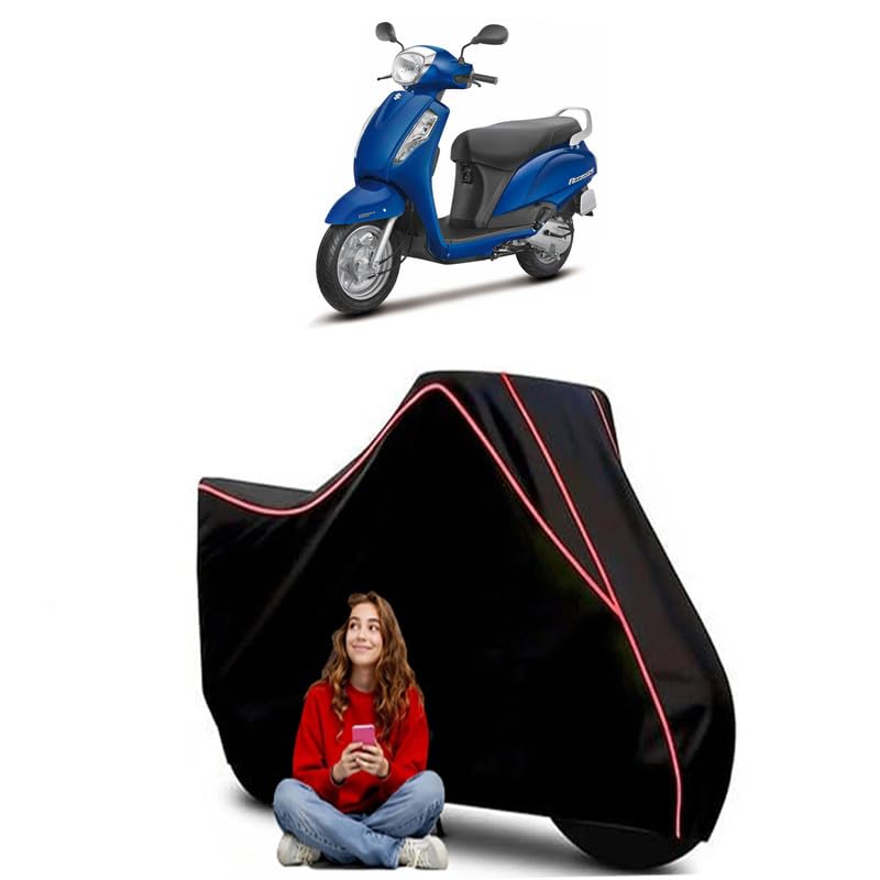 Image of Access 125 Disc Scooty Bike Cover Water Resistant Outdoor Use Universal Fit Scooters Motorcycles Heavy Duty UV Protection Dust Rain Scratch Resistant Elastic Bottom Black Blue Piping