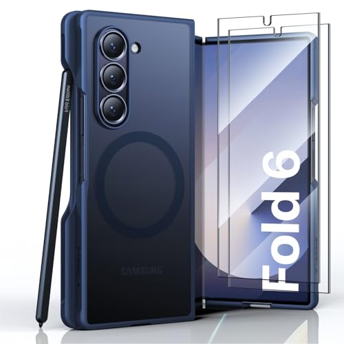 TORRAS Blue for Samsung Galaxy Z Fold 6 Case(ONLY), [Compatible with MagSafe] [Only Daily Protection] Shockproof Translucent Hard Back Slim Phone Case ONLY for Z Fold 6,Blue