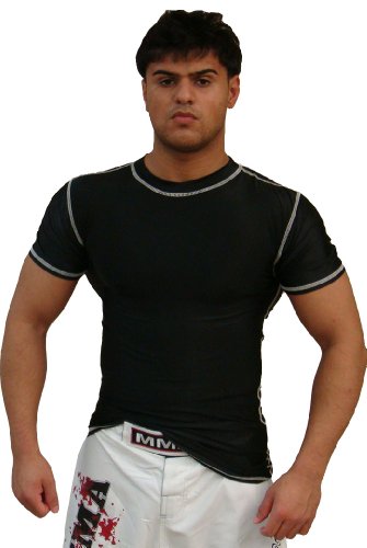 Rash Guard Black Half Sleeve Size 2XS NO Logo Sparring Fitness Rash Guards Grappling, Kickboxing Rash Guards, Fighting, Muay Thai Training Rash Guards