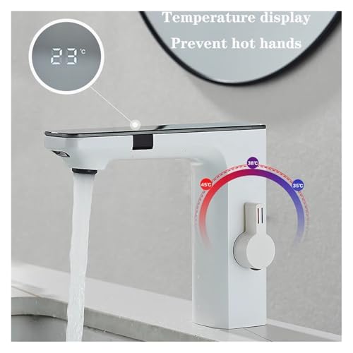 Grifo de lavabo con pantalla digital inteligente y sensor automático gris 4