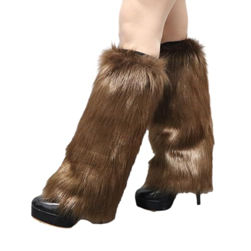 Women Furs Leg Warmer Winter Furry Long Boot Cuffs Fuzzy Party Costume for Holiday Festival Performances Play
