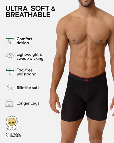 DANISH ENDURANCE Mens Boxer Briefs, Soft Bamboo Viscose Trunks, Tag-Free, Breathable, With or Without Fly, 3 or 6-Pack2