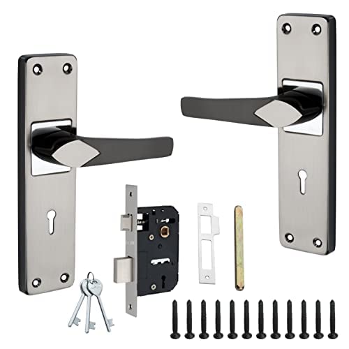 AFON 8 inches Mortise Iron Handle Set with Lock Body | Black