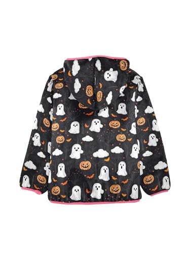 Cute Ghosts Pumpkins Girls Fleece Jacket Girls Jacket Girl Coats Zip Up Hoodie Children Outerwear 2-3T2