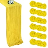 RestfulGlow 6 Pack Yellow Cheesecloth Table Runner 10FT Boho Cheese Cloths Gauze Fabric Table Runners 120 Inch Rustic Sheer for Spring Wedding Birthday Party Baby Shower Holiday Home
