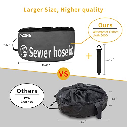 Image of RVZONE RV Hose Bag, Waterproof RV Hose Bag Organizer, Camper Accessories RV Equipment Storage Utility Bag for Sewer Hoses, Fresh /Black Water Hoses and Electrical Cords