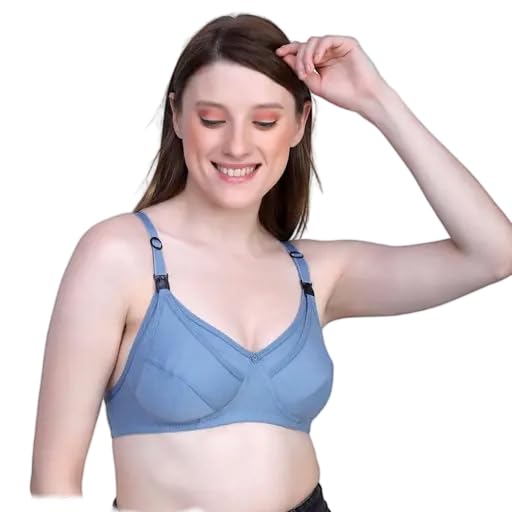 Image of Maternity Nursing Bra Cotton for Women Soft Comfortable Feeding Bra with Easy Clip Down Cups