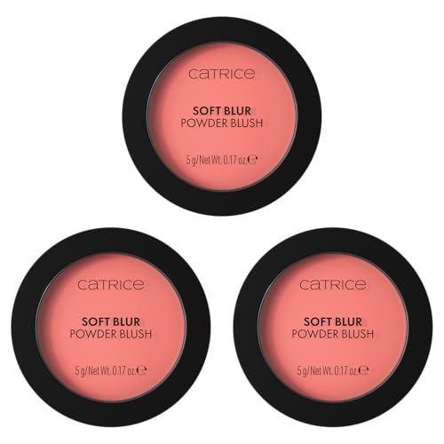 Catrice Soft Blur Powder Blush, Rouge, Nr. 040, Pink, langanhaltend, mattierend, matt, vegan, ohne Parfüm, ohne Alkohol, ohne Parabene, 3er Pack (3x5g)