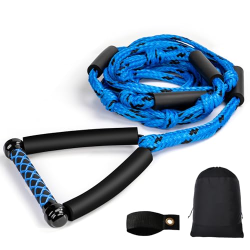 ASVAEVAS Wakesurf Rope 25ft Floating Wake Surf Ropes and Handle, 4 Sections Adjustable Surf Tow Rope...