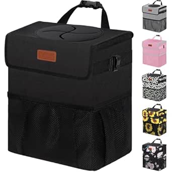 Vankor Car Trash Can for Car Cute, Car Trash Bag Bin Hanging Waterproof Automotive Car Garbage Cans Leak Proof Vehicle Trash Can Black