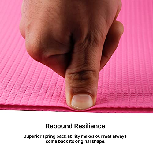 Image of Yoga Mats For Women and Men Exercise For Home Workout Gym Anti Slip EVA Material Yoga Mat 4Mm For Kids Gym Mats (Pink, 4 mm)