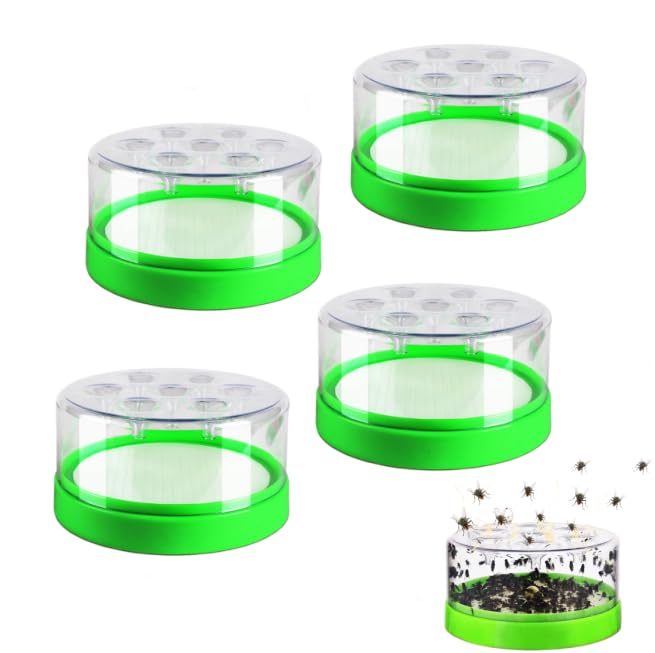 Reusable Non-electric Fly Catcher, Funnel One-Way Entry Fly Trap, Transparent Fly Trap Container Easy to Clean for Home Kitchen Garden Restaurant Livestock Farm (4Pcs)