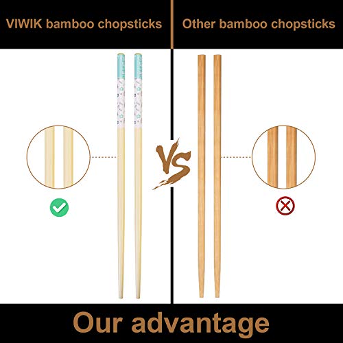 image for VIWIK 10 Pairs Natural Bamboo Chopstick, Premium Bamboo Japanese Style