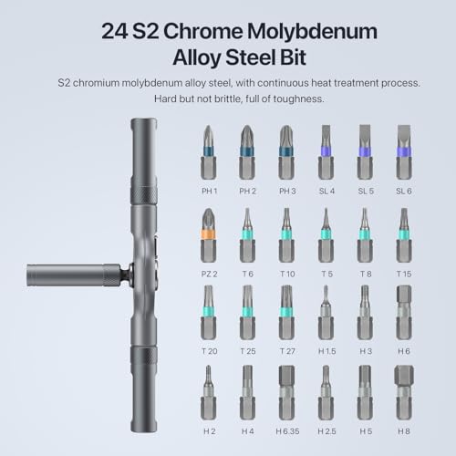 24 in 1 Magnetic Screwdriver Set, DIY Ratchet Mini Screwdriver Set, Removable self-assembly Precision Screwdriver kit, Magnetic DIY Precision Tool kit for PC Mobile Watch Bicycle - Image 3