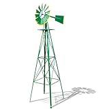 Outvita 8FT Ornamental Windmill, Heavy Duty Durable Metal Weather Vane Garden Decoration Weather Resistant for Garden, Yard, Farm, Seaside (8ft-Green)