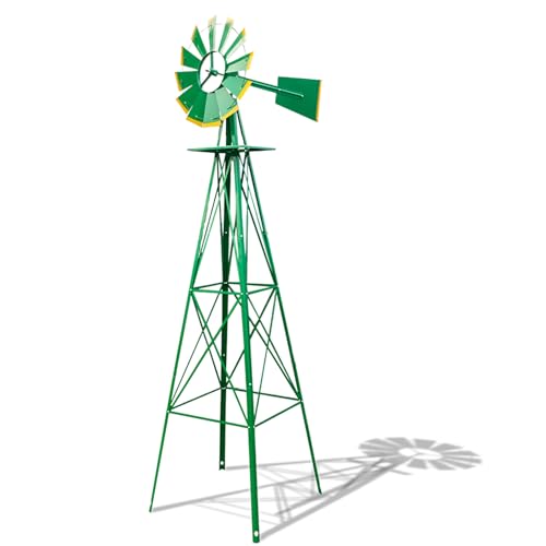 Outvita 8FT Ornamental Windmill, Heavy Duty Durable Metal Weather Vane Garden Decoration Weather Resistant for Garden, Yard, Farm, Seaside (8ft-Green)