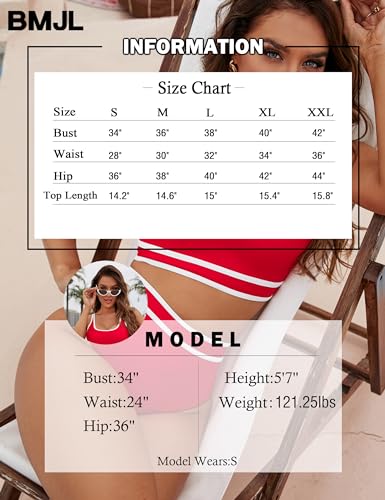 Image of BMJL Women's High Waisted Bikini Sets Sporty Two Piece Swimsuits Color Block Tummy Control Modest Bathing Suit