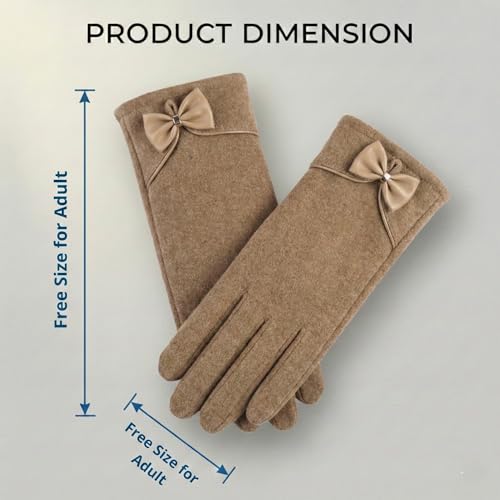 Image of Kraptick Women's Winter Thermal Gloves - Elegant Suede Fleece Lined Warm Full Finger Hand Gloves with Bow Knot - Windproof Soft Driving Mittens for Ladies & Girls (Free Size, Purple)-8