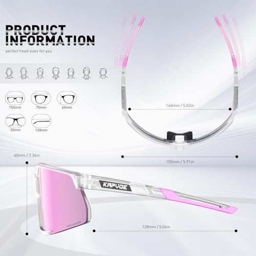 KAPVOE Polarized Cycling Glasses Sports Sunglasses Women Men Bicycle MTB UV400 Protection Running Mountain Bike Baseball Biking Goggles Riding BMX Fishing Running Riding Golf Driving Softball 13 — view 6