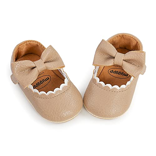 Gaisummi Baby Girls Mary Jane Flats Shoes With Non-Slip Soft Rubber Sole Toddler First Walkers Princess Dress Shoes(C/Beige,12-18 Months) #TOP4